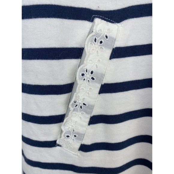 Anthropologie 9-H15 S'CL Size M White Eyelet Striped Shift Dress - Picture 2 of 6